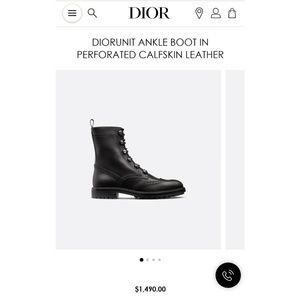 diorunit ankle boot in perforated calfskin leather